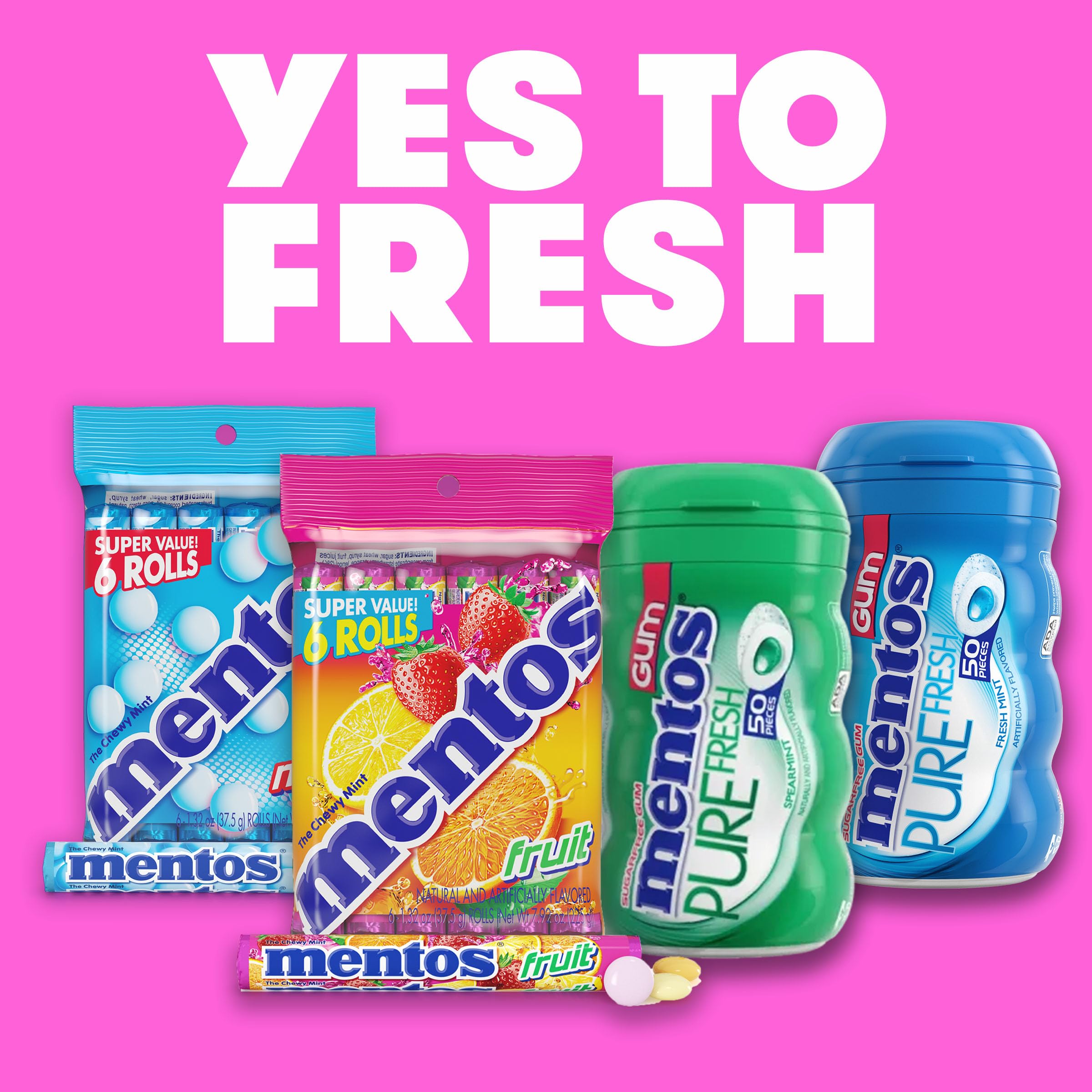 Mentos roll next to common items showing size and portioning benefit
