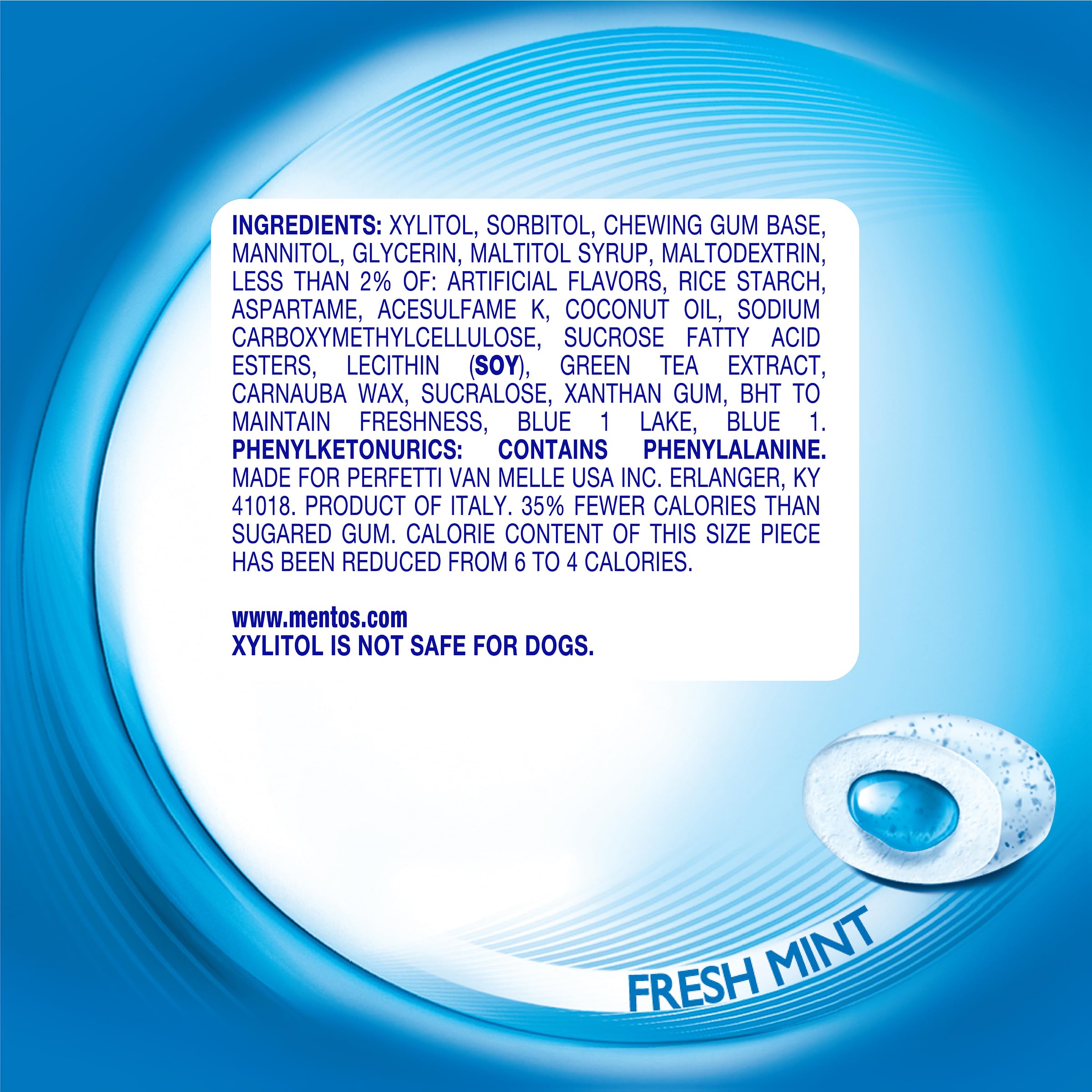 Loose Mentos gum pieces close detail showing smooth texture and mint appeal