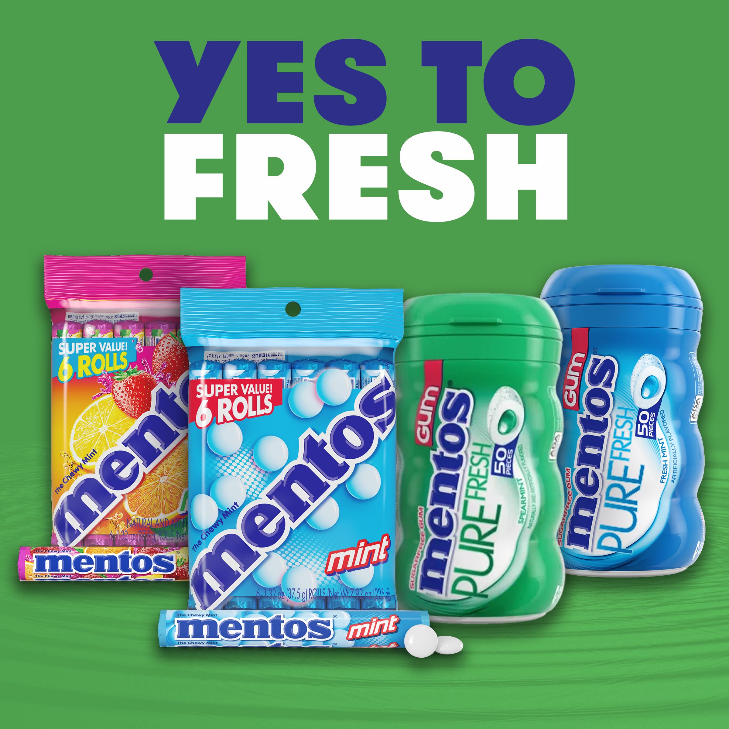 mentos ingredient label close-up showing xylitol and sugar-free benefits