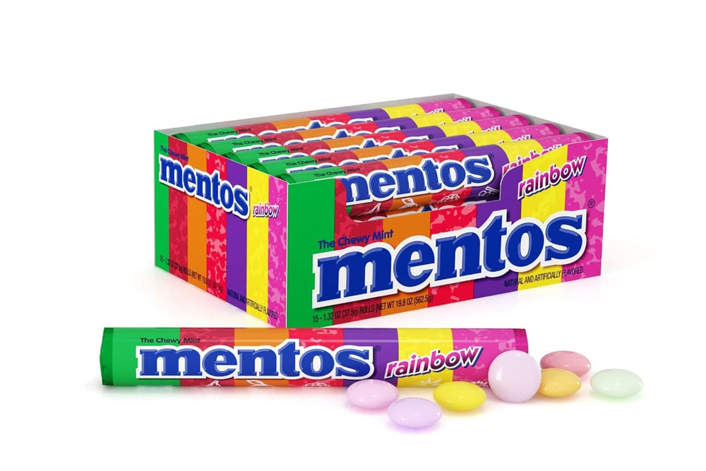 MENTOS front packaging showing 15-roll multipack for easy event stocking