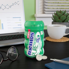 MENTOS bottle tucked in backpack for on-the-go fresh breath