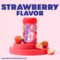Mentos bottle open with visible gum pieces, brand convenience for travel