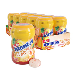 Mentos tropical front pack showing bottle design and bright branding benefit freshness
