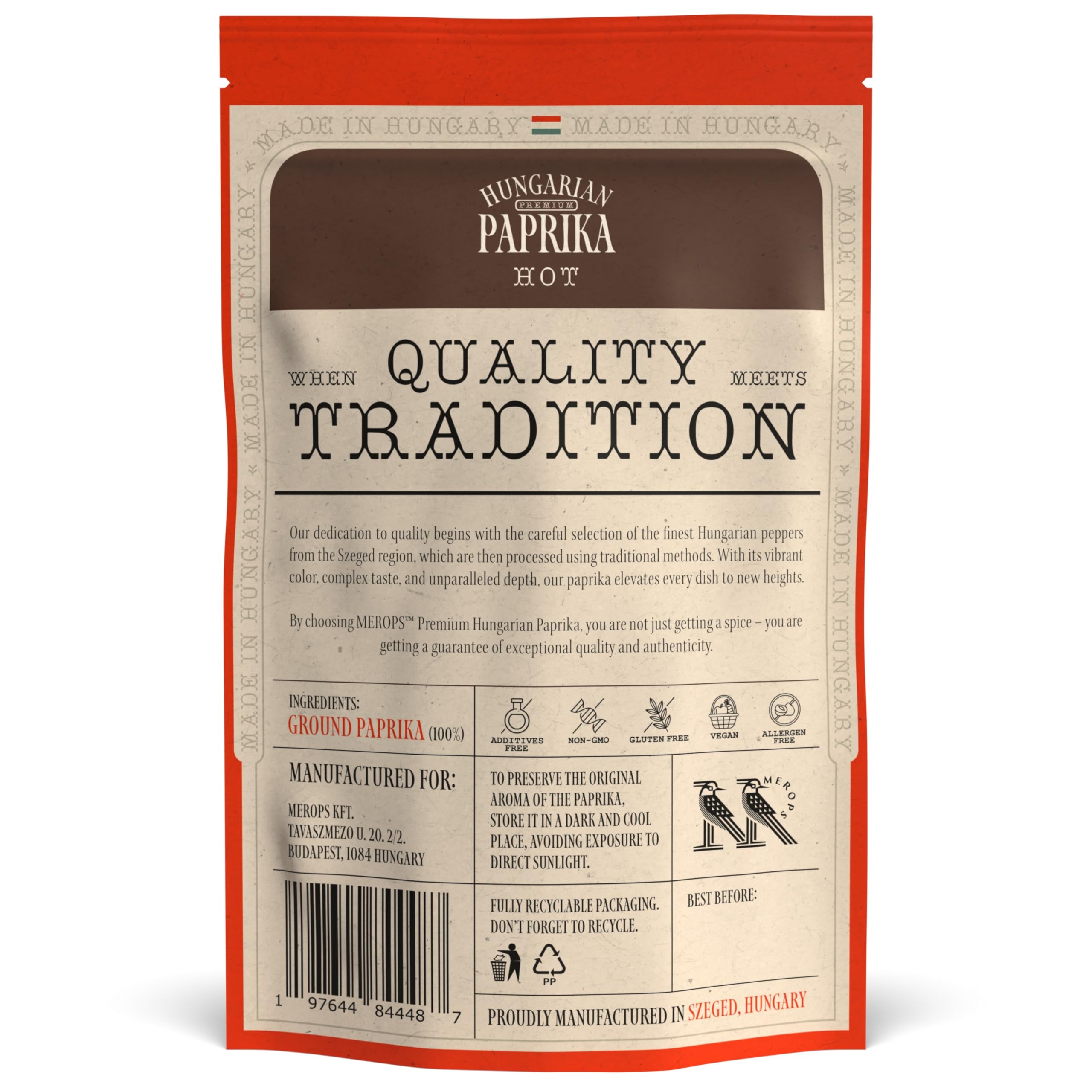 MEROPS close-up of fine paprika powder texture preserving aroma and color