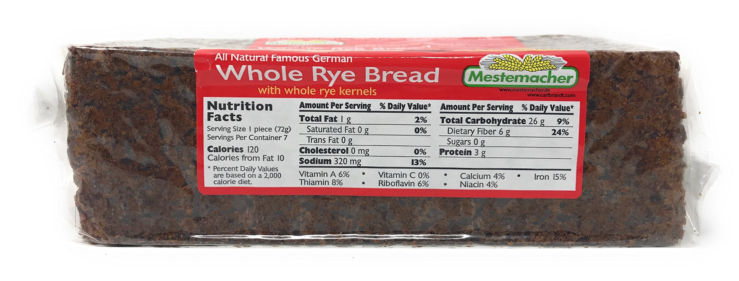 Mestemacher Fitness loaf close-up slice showing whole grains and energy