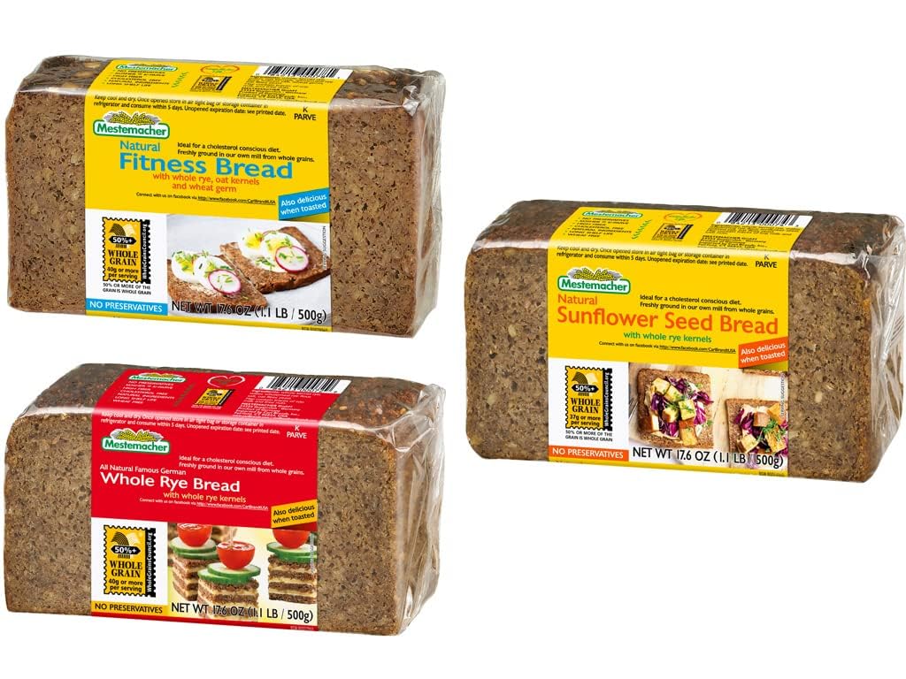 Mestemacher front packaging showing variety pack and pantry-ready convenience