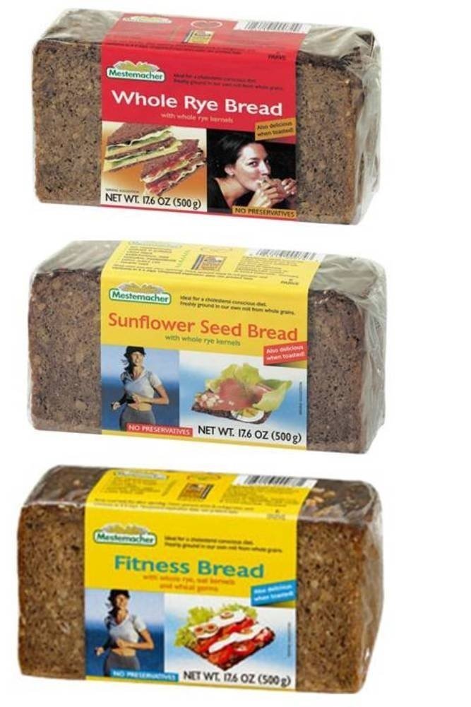 Mestemacher front packaging showing all three loaves and pantry convenience
