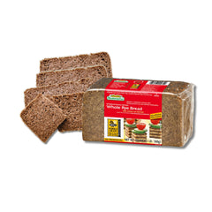 Mestemacher pre-sliced loaf side view showing ready-to-eat convenience and firm slices