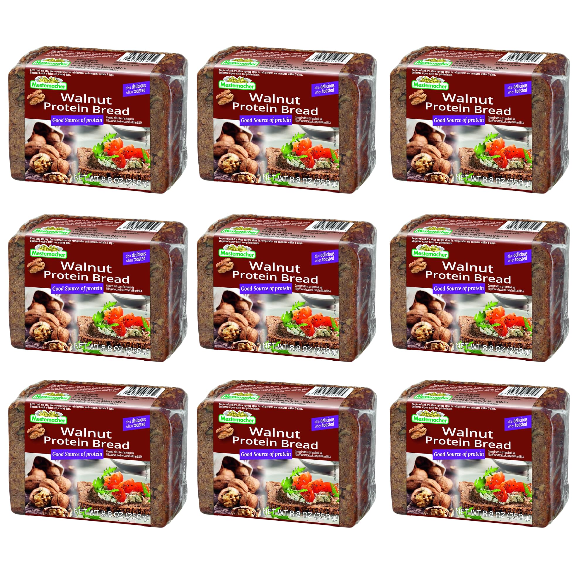 Mestemacher front packaging showing loaf and benefits for meal prep