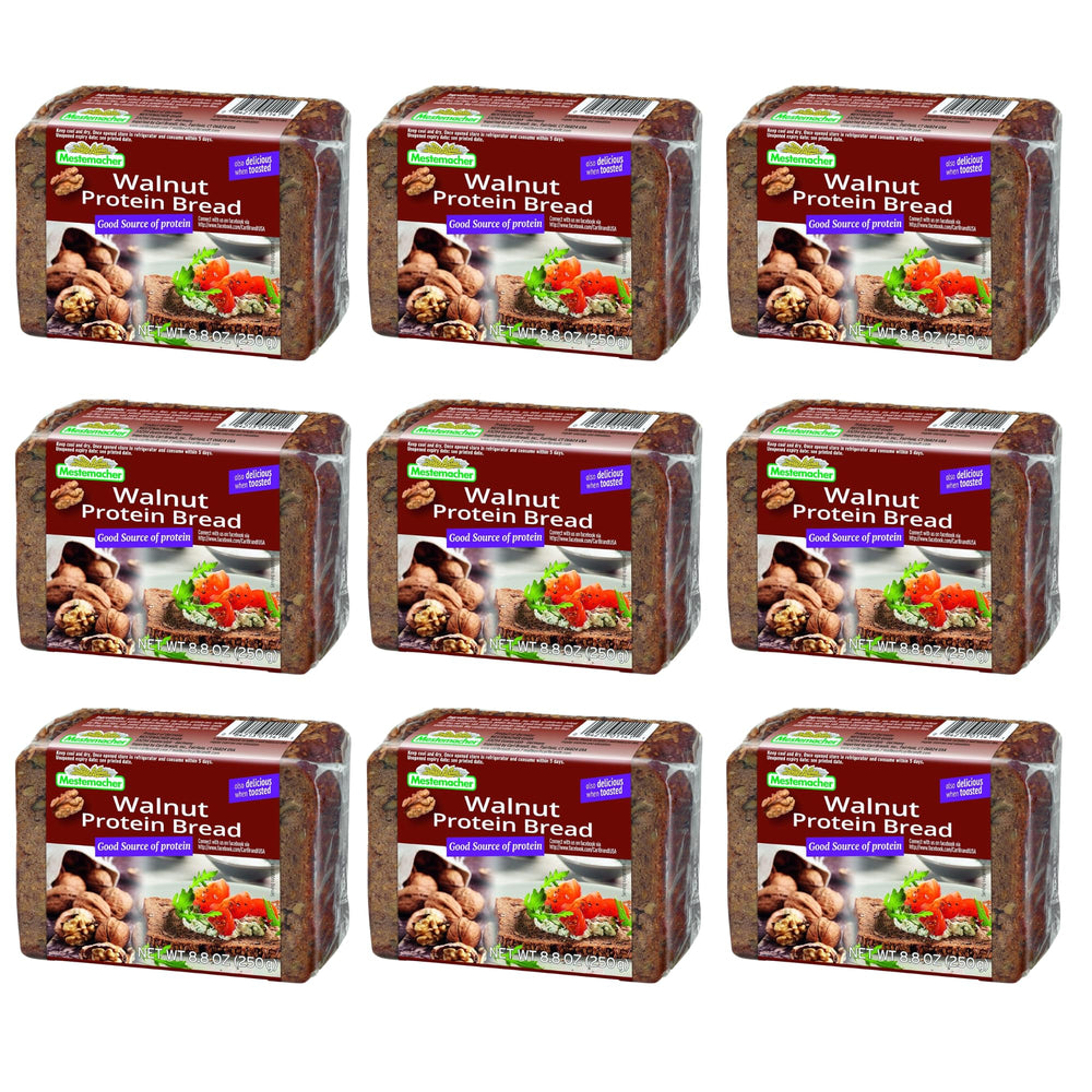 Mestemacher front packaging showing loaf and benefits for meal prep