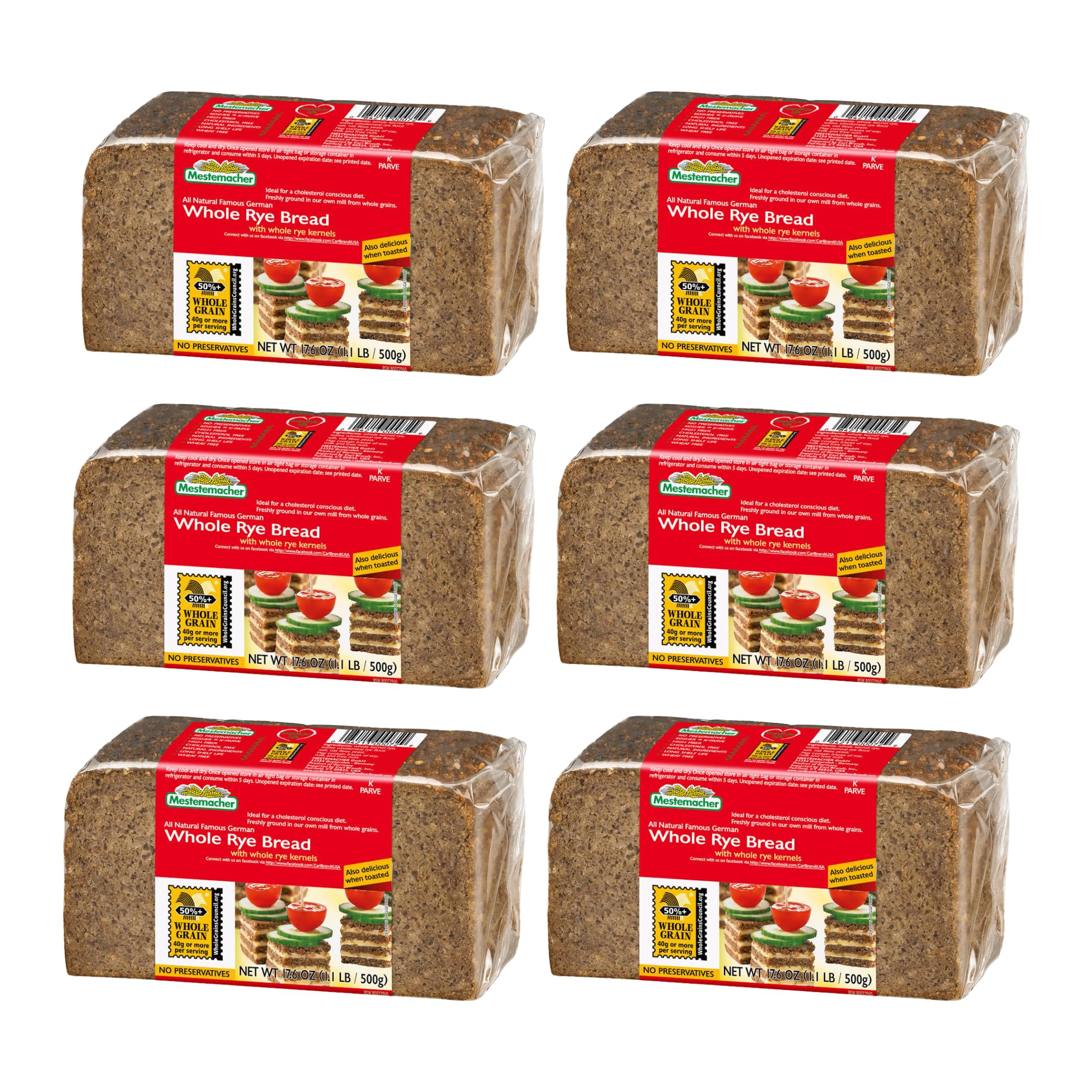 Mestemacher front packaging showing loaf and high-fiber claim for easy recognition