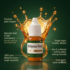 MEXIBOKU dropper close-up dispensing precise honey drops for controlled use