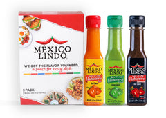 Mexico Lindo variety pack front shot showing three bottles and bold colors for easy choice