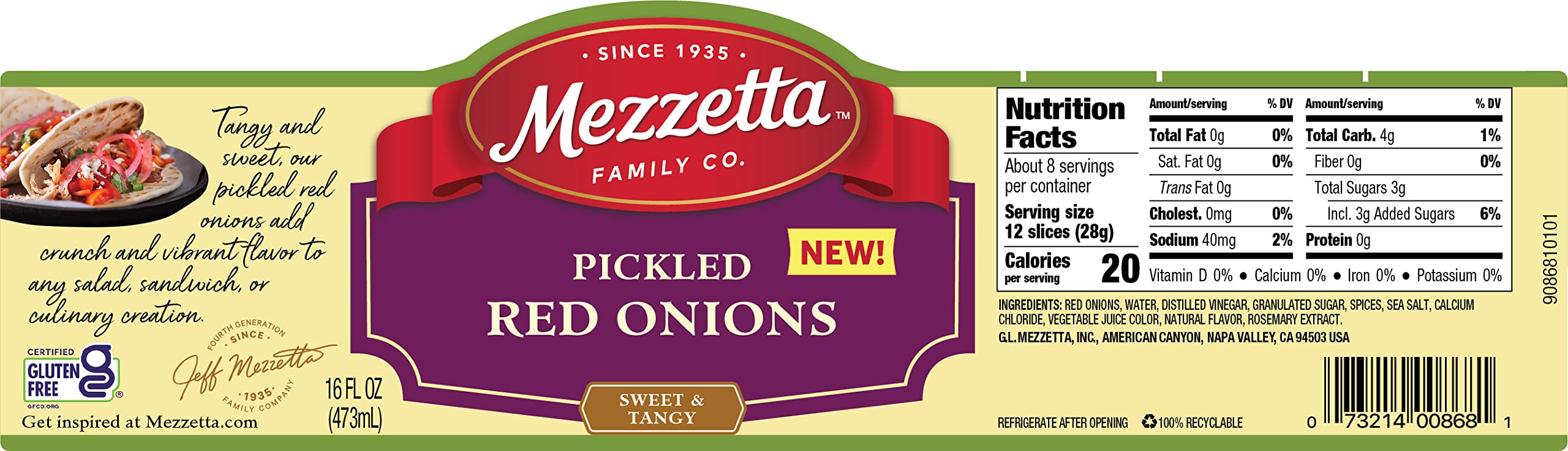 Mezzetta 16 oz jar next to a measuring cup showing accurate scale