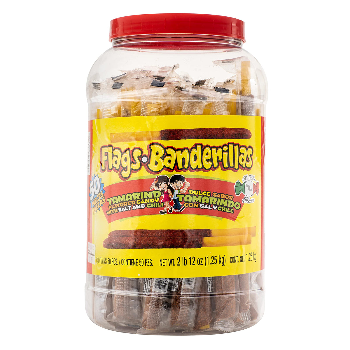 Mi Dulce Mexico jar front packaging showing 50 banderillas and label with convenience