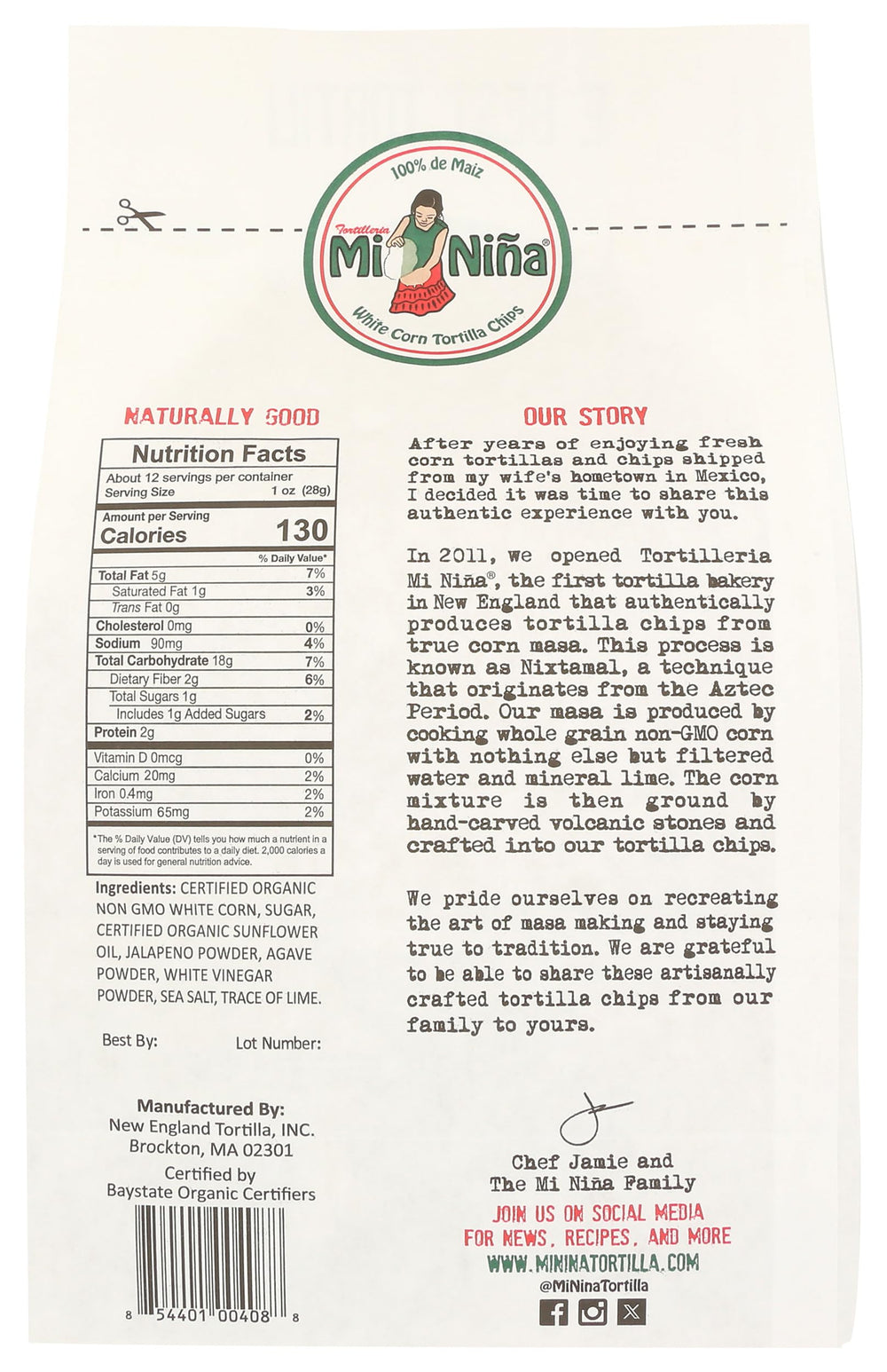 Mi Nina chip close-up texture highlighting crunchy corn and seasoning benefit