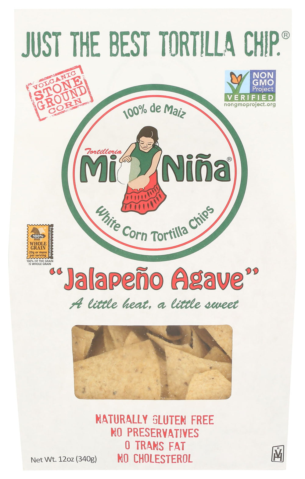 Mi Nina front packaging showing bold jalapeño agave branding and bag design