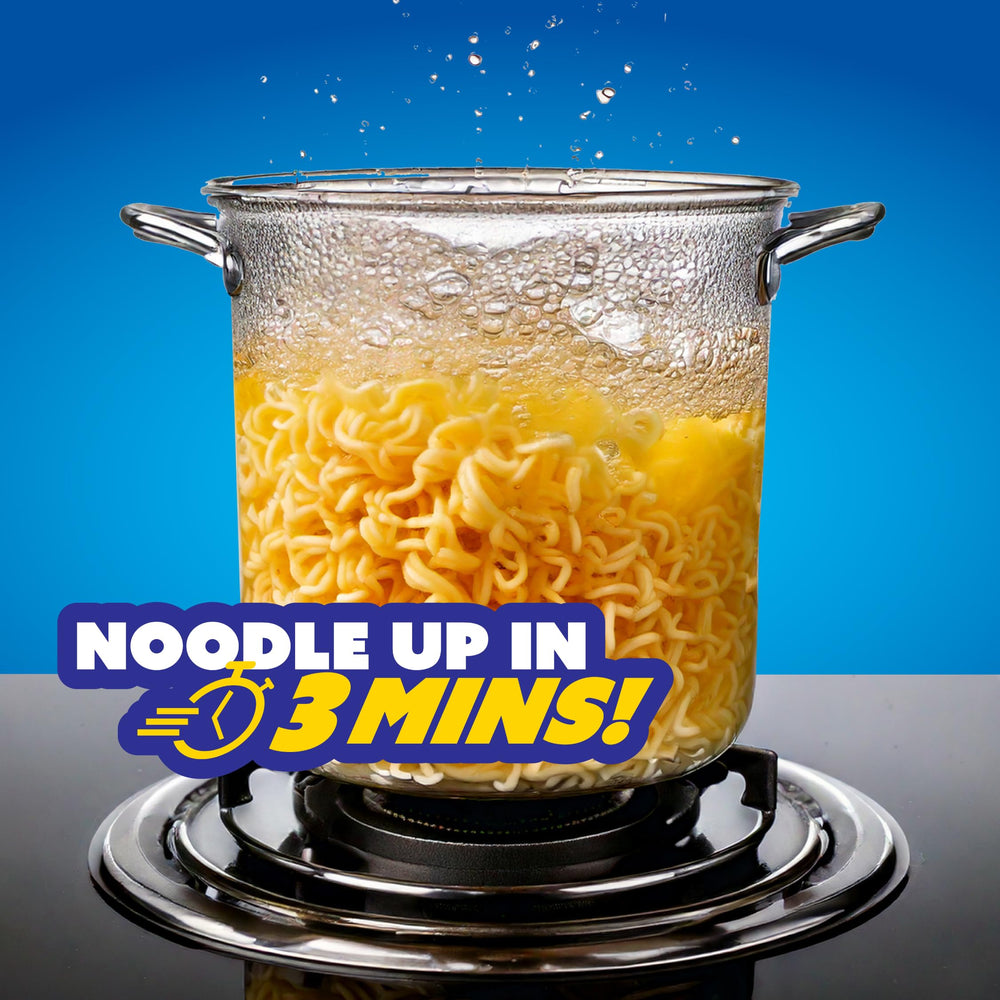 single packet beside a hand for Mi Sedaap portion size and convenience
