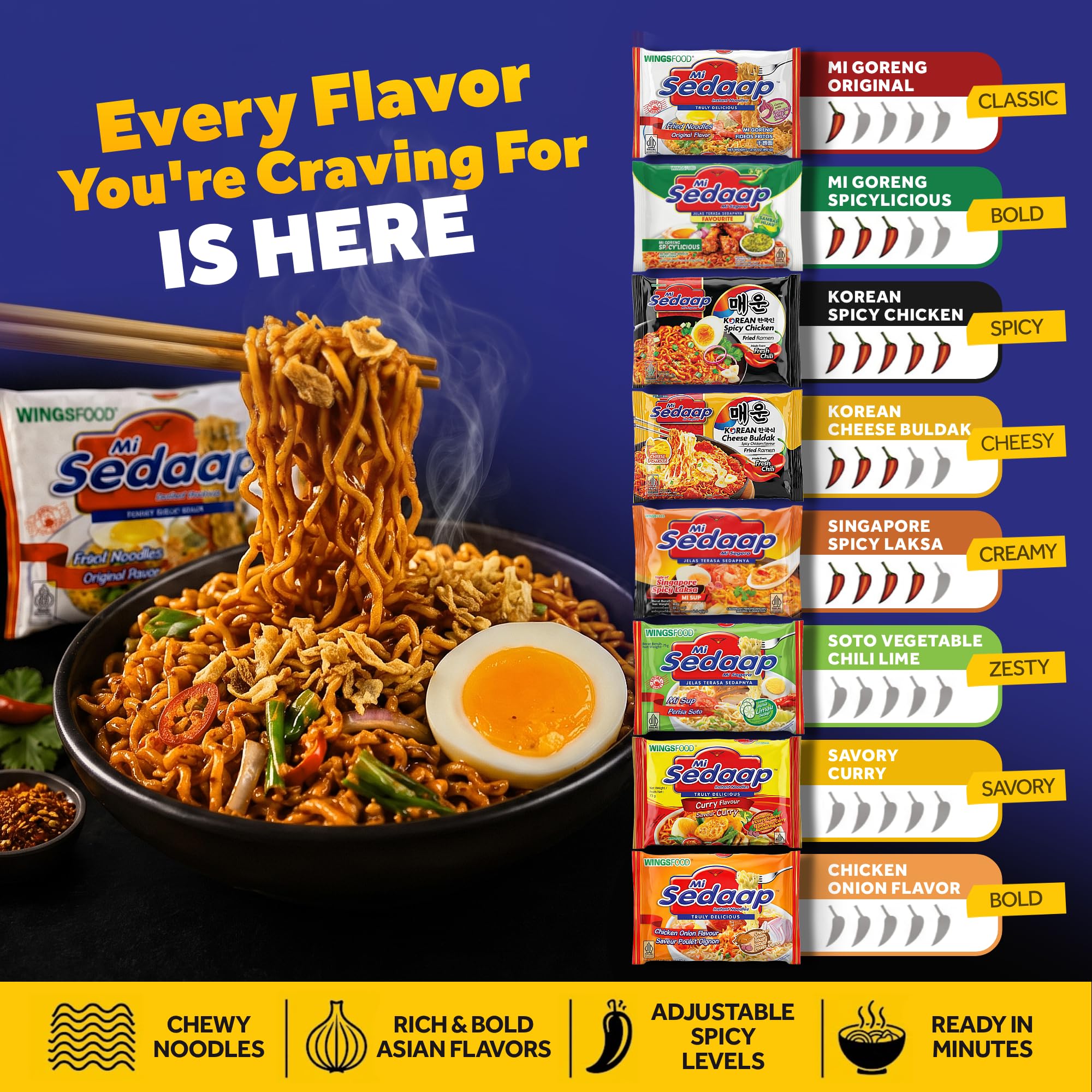 bowl of prepared Mi Sedaap Mi Goreng Original showing ready-to-eat appeal