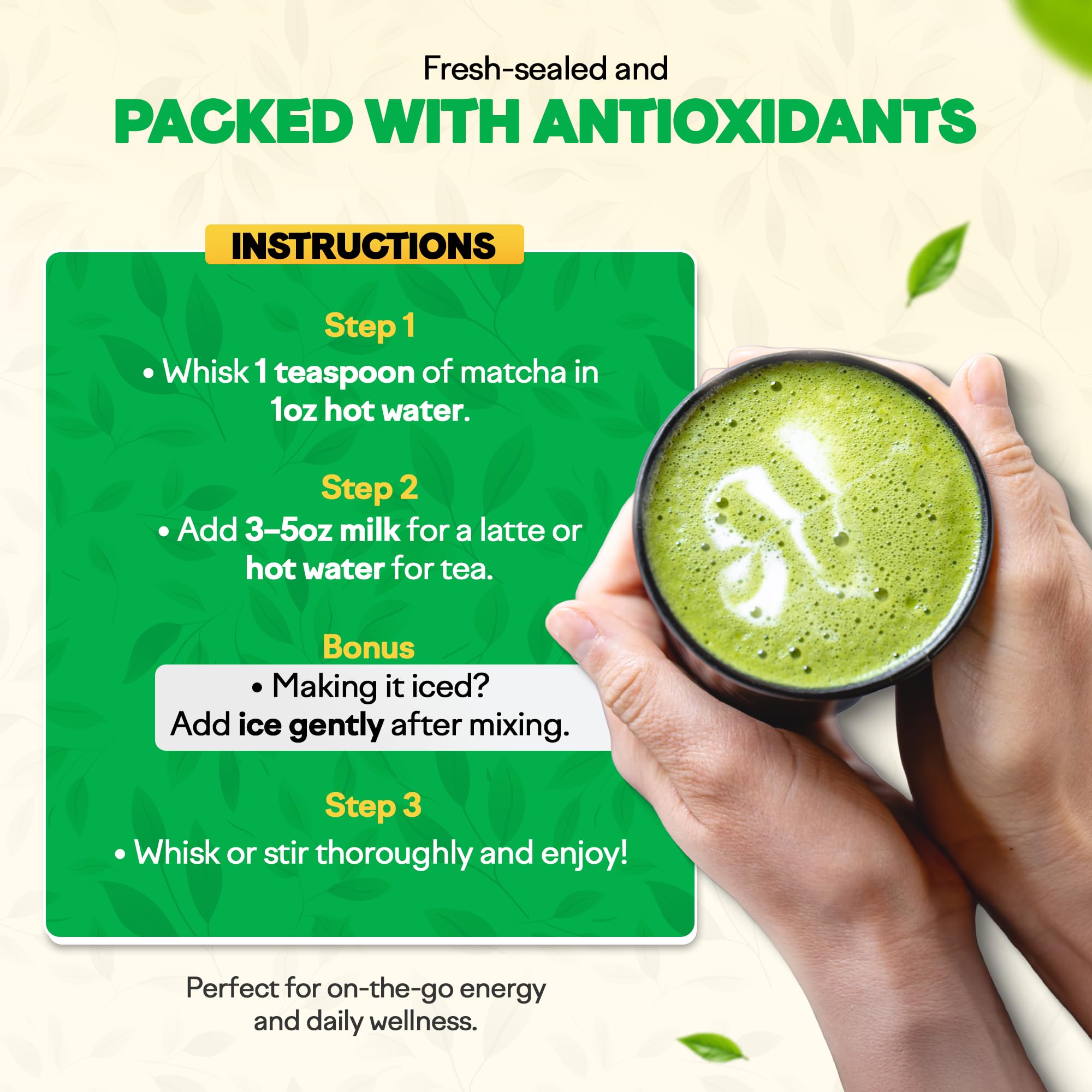 Close-up of Miaroo matcha powder fine texture showing smooth blendability benefit