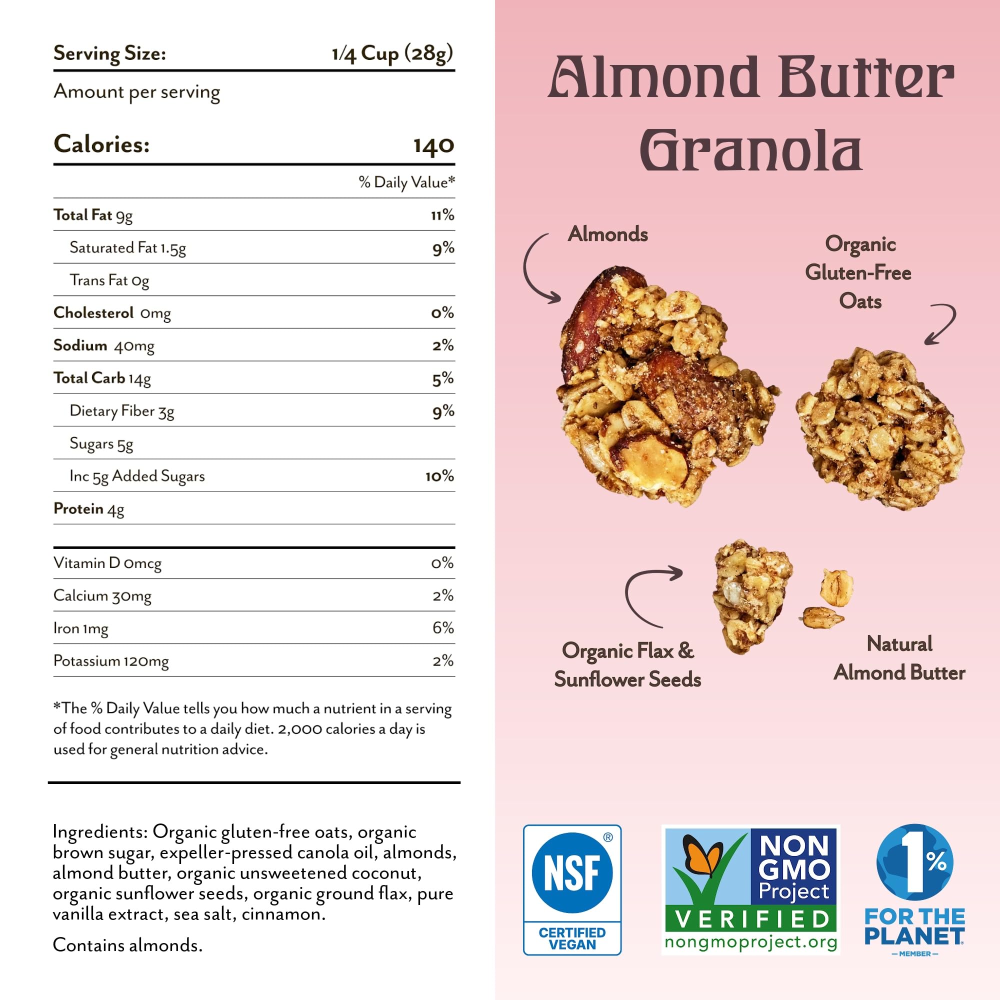 Michele’s Granola close-up of crispy almond butter clusters highlighting texture and crunch