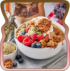 Michele's Granola close-up of crunchy clusters highlighting texture and nutty richness