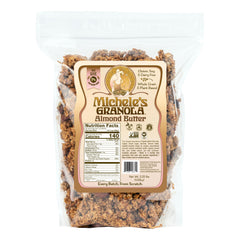 Michele's Granola family-size bag front view showing almond butter flavor and benefits