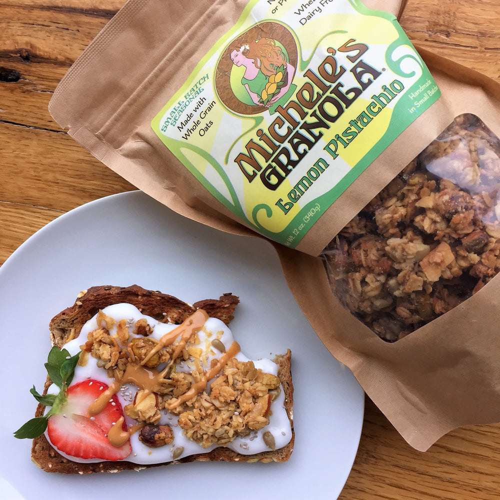 Michele's Granola in kitchen lifestyle setting showing everyday usability benefit