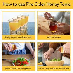 Mickelberry Gardens pouring honey-vinegar tonic to show vibrant color and versatility