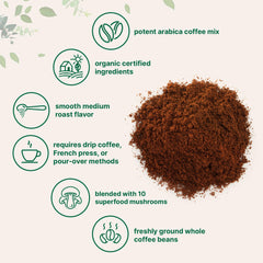 Micro Ingredients brewed cup beside pour-over brewer demonstrating easy preparation