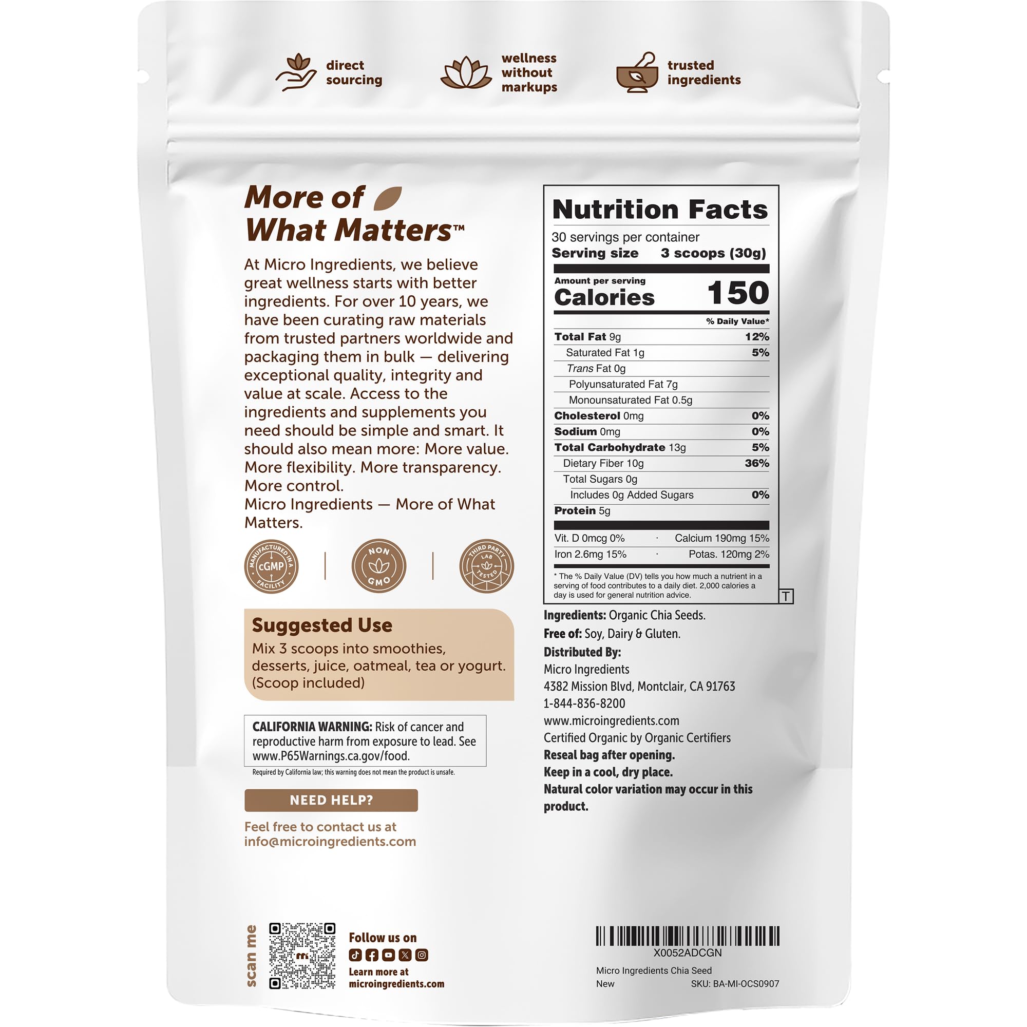 Micro Ingredients chia mixed in muffins illustrating baking use and plant-based protein boost