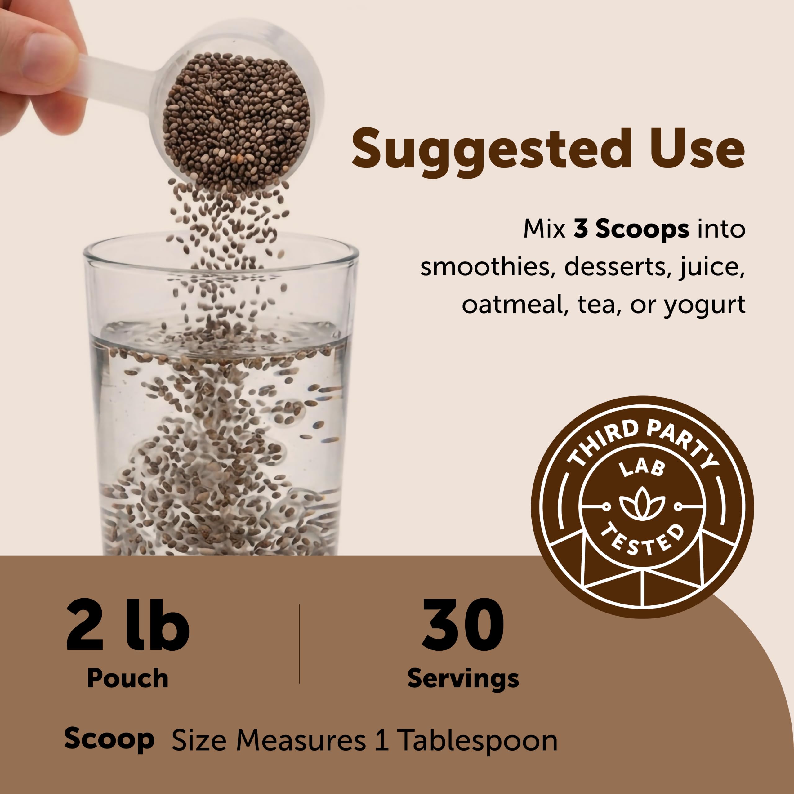 Micro Ingredients chia seeds sprinkled on a smoothie bowl adding fiber and visual appeal