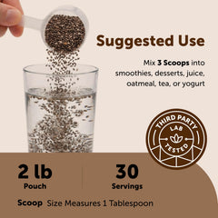 Micro Ingredients chia seeds sprinkled on a smoothie bowl adding fiber and visual appeal