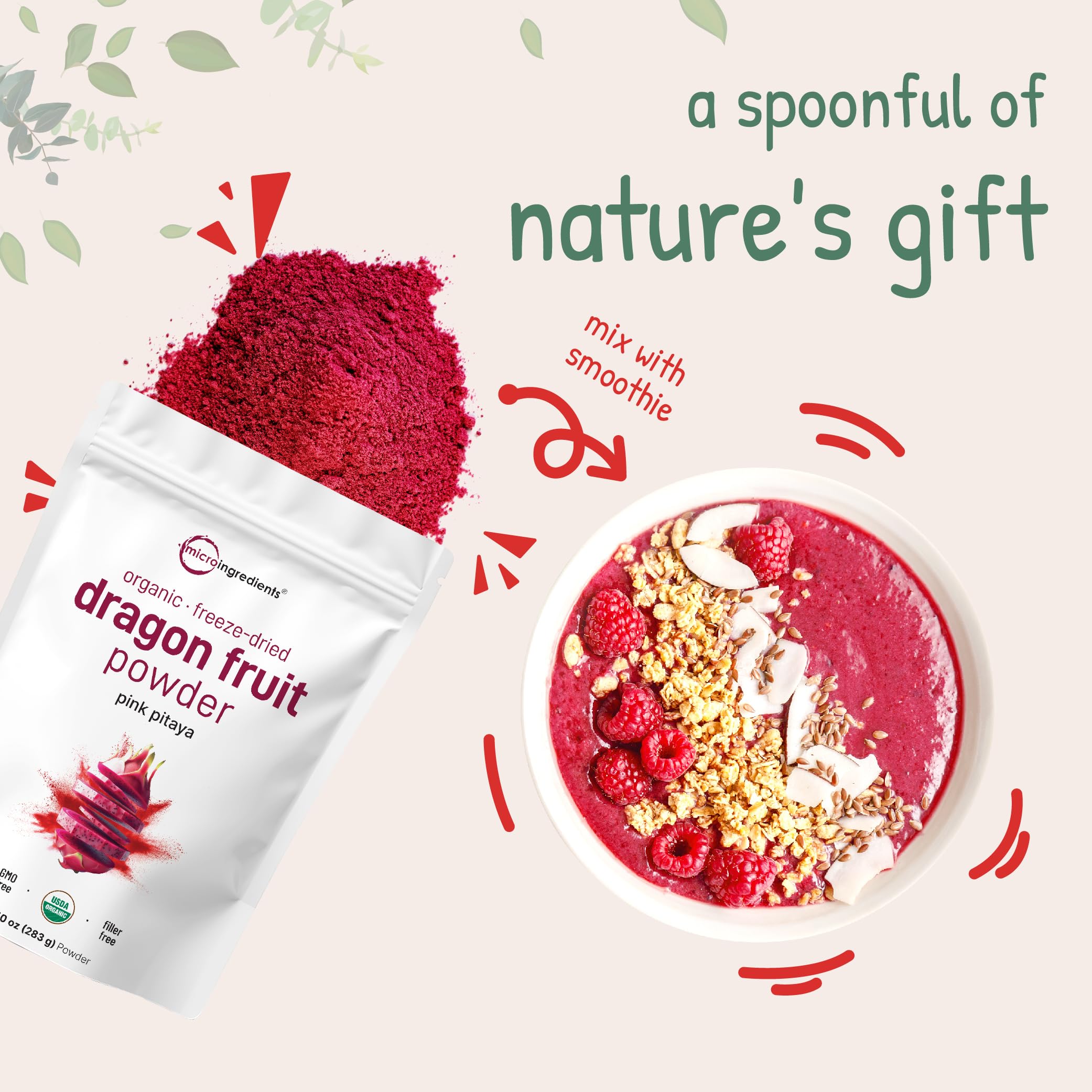 Micro Ingredients powder used on a breakfast table adding natural color and visual appeal