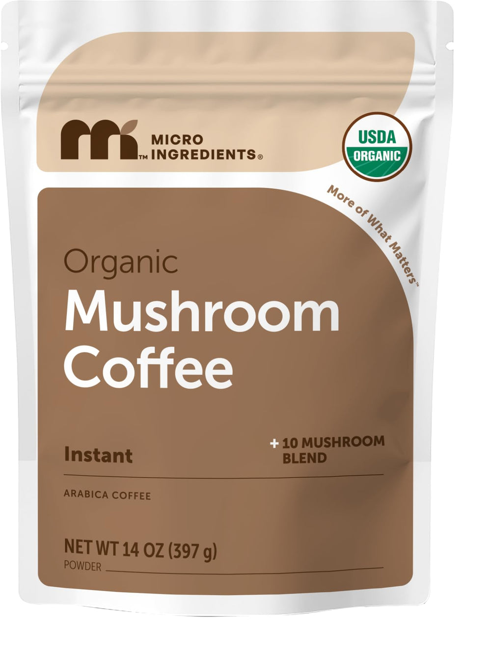 Micro Ingredients jar front label showing product name and organic badge, clear benefits