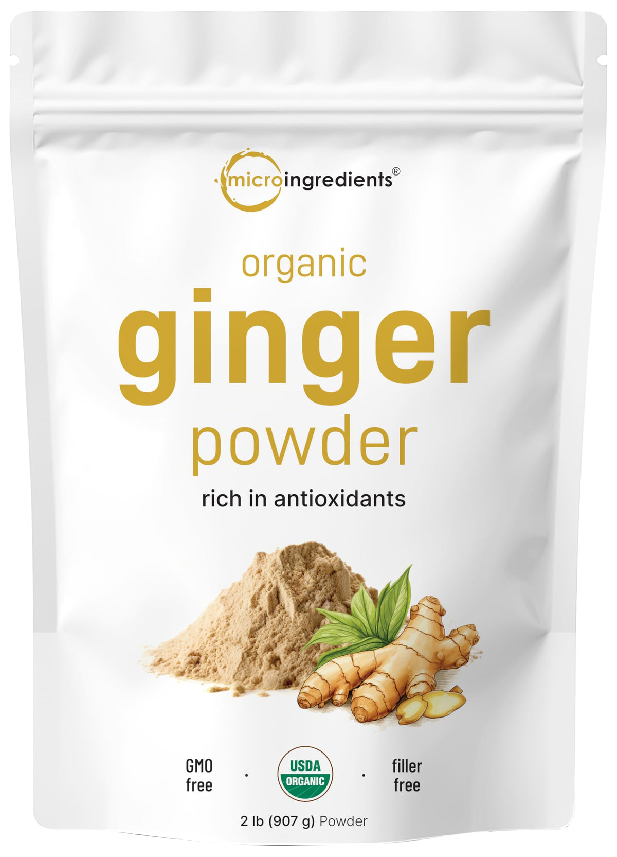 Micro Ingredients front pouch showing 2 lb label and clean packaging benefit