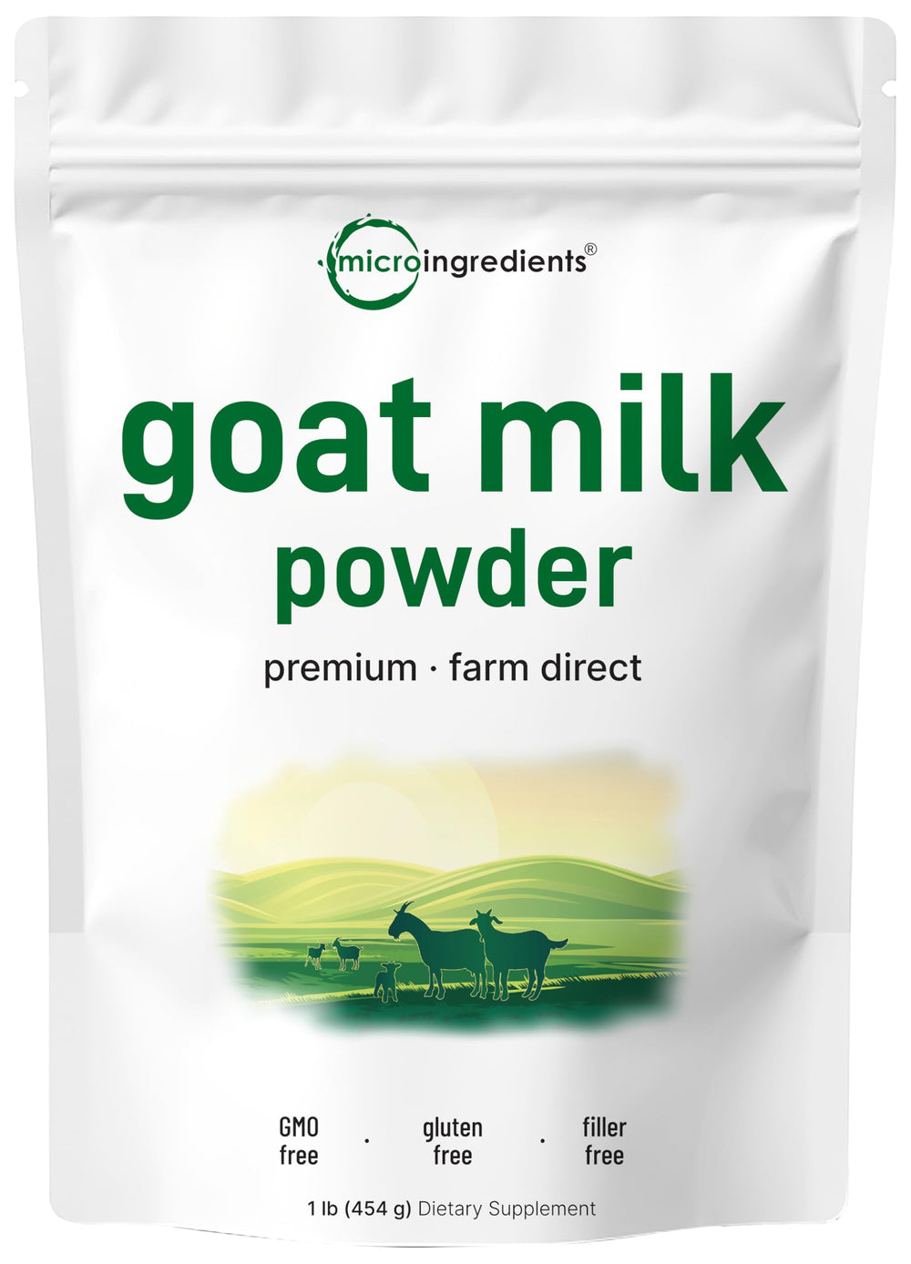 Micro Ingredients pouch front view showing clean label and product benefit