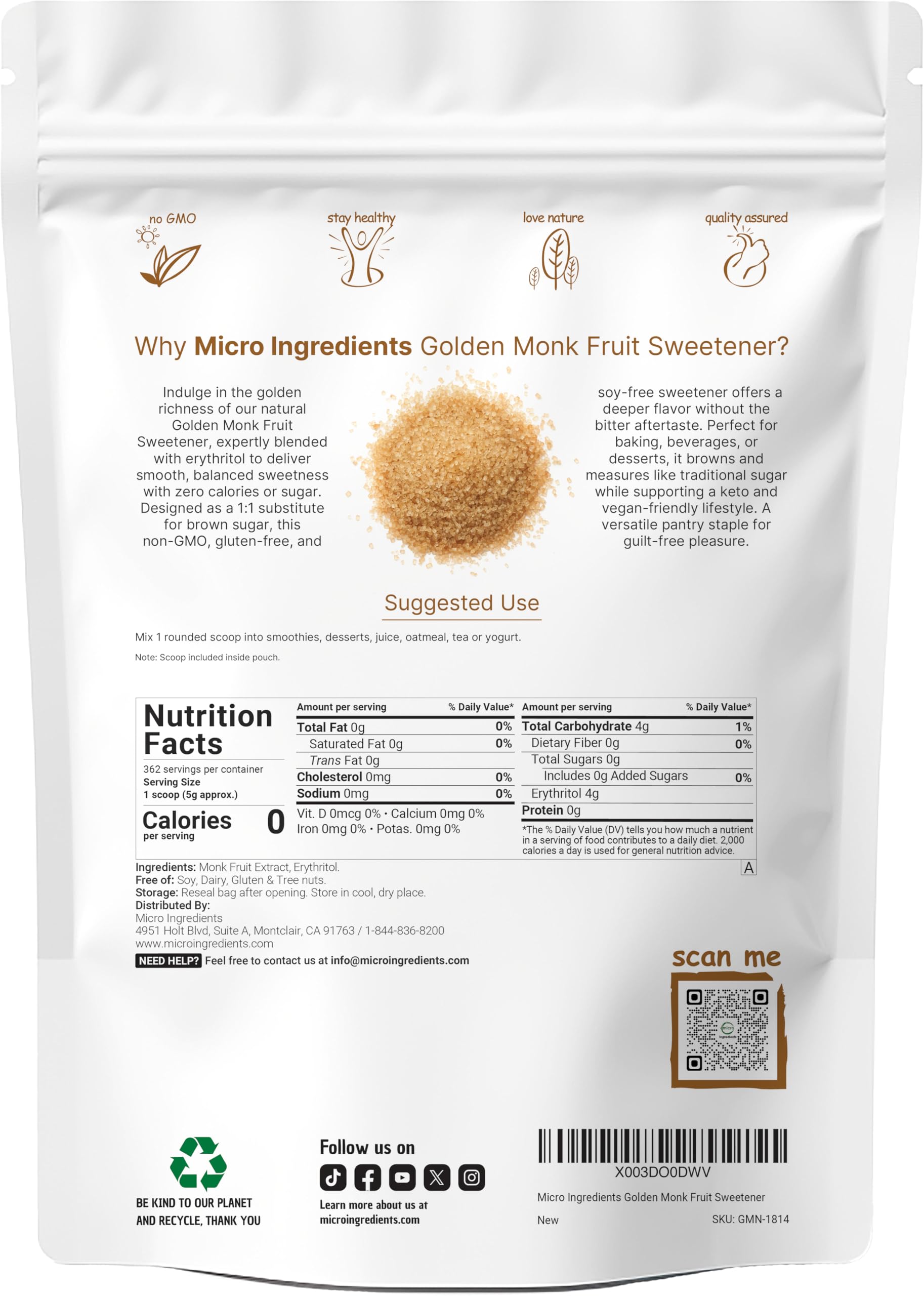 Micro Ingredients close-up granules showing sugar-like texture for easy measuring