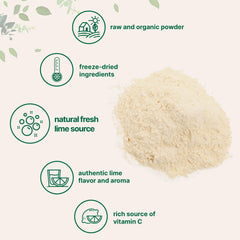 Micro Ingredients scoop of lime powder next to measuring spoon for accurate serving sizes