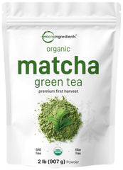 Micro Ingredients front packaging of 2 lb matcha, clear brand labeling and size benefit