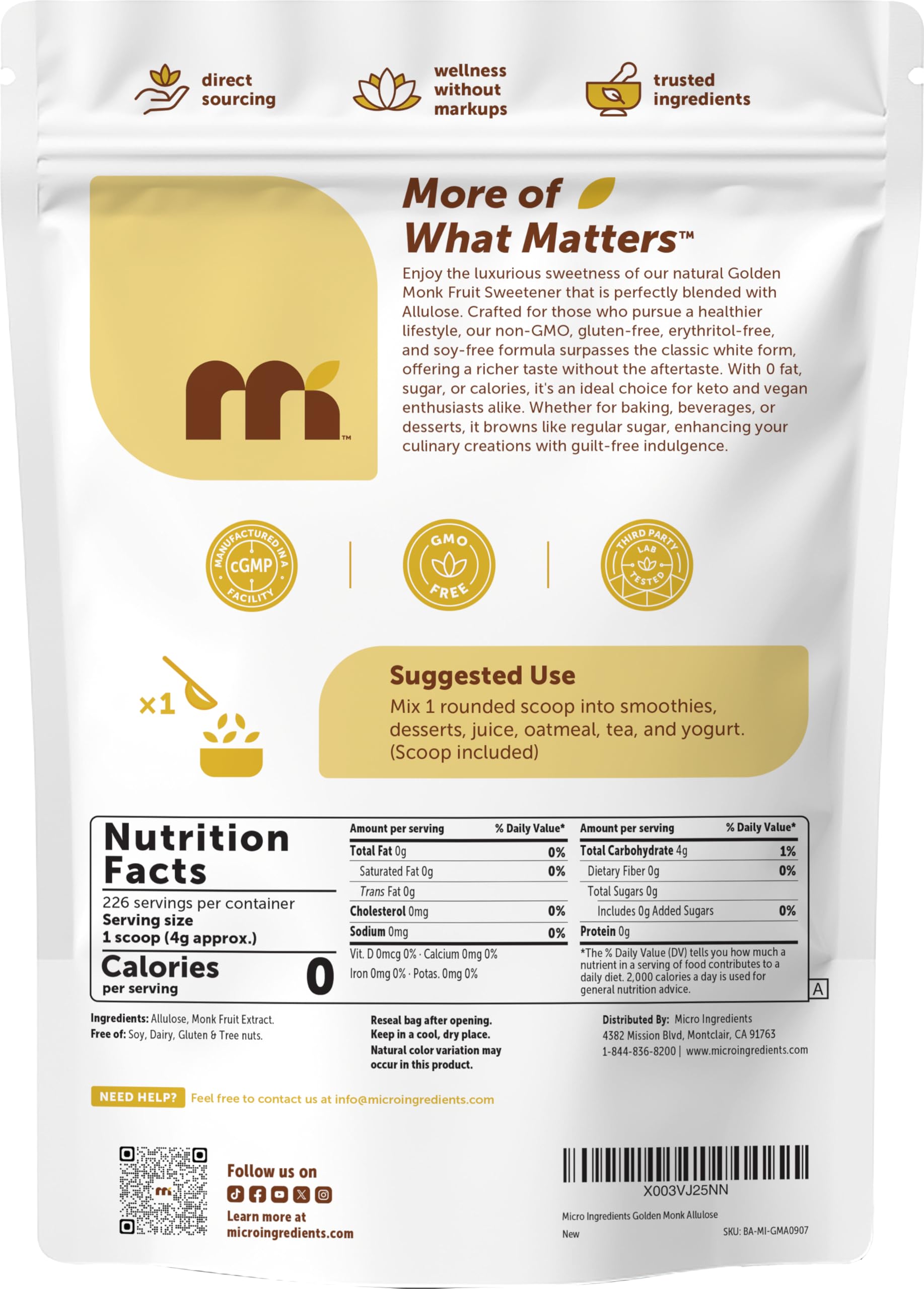 Resealable zipper on Micro Ingredients pouch showing freshness preservation benefit