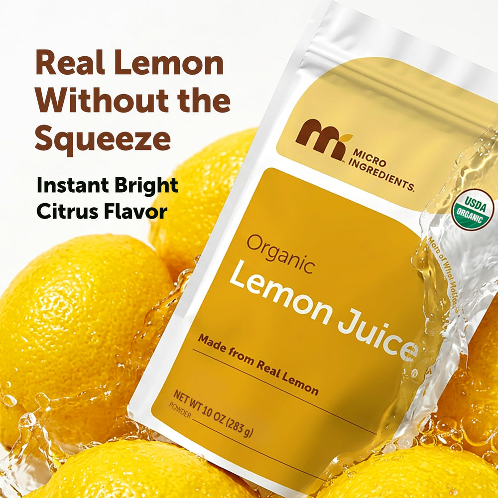 Micro Ingredients powder blended into a smoothie for bright citrus flavor