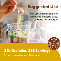 Measuring cup with Micro Ingredients showing easy 1:1 substitution benefit