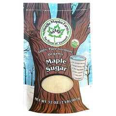 Middle Maples Farm front pouch showing label and 2 lb size, highlights organic benefits