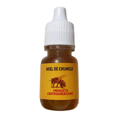 Generic Miel Chumelito front vial showing label and compact size, highlights purity