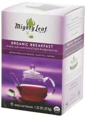 Mighty Leaf individually wrapped pouches arranged to show freshness and convenience benefit
