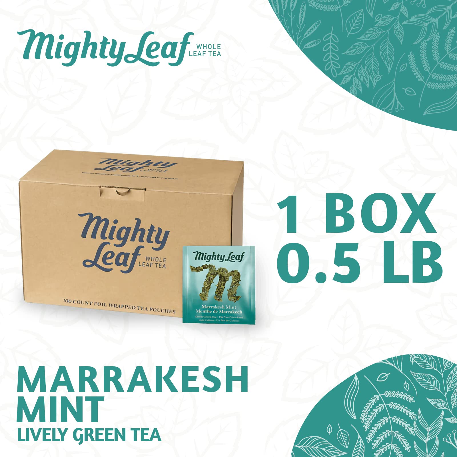 Mighty Leaf individual foil-wrapped pouch highlighting freshness preservation benefit