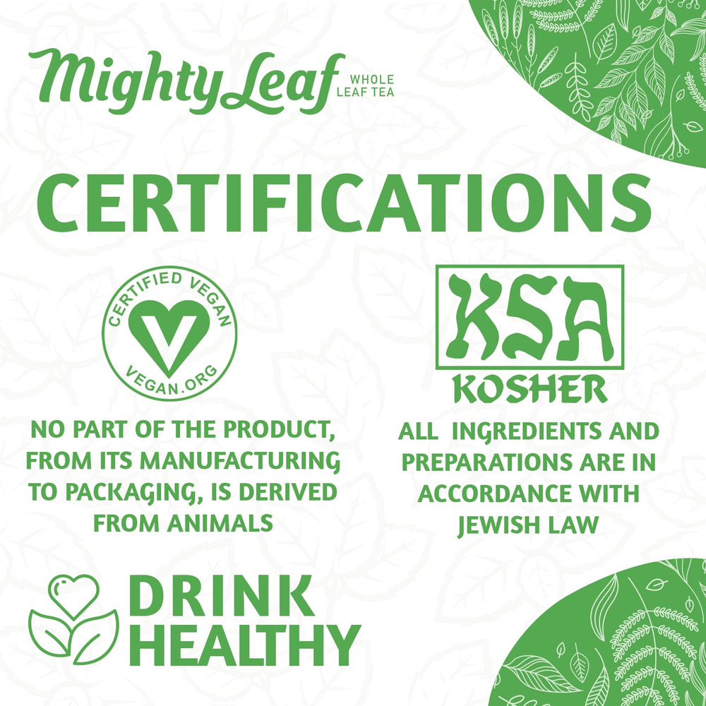 Mighty Leaf individually wrapped pouch preserving freshness and aroma