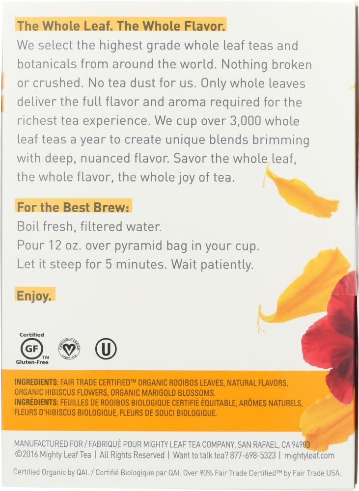 Mighty Leaf individually wrapped pouches arranged to show freshness and convenience