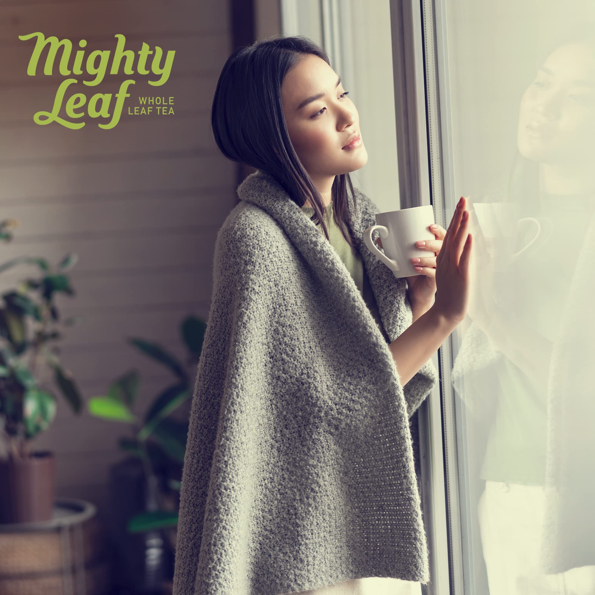 Mighty Leaf kettle and cup in kitchen setting suggesting everyday convenient brewing